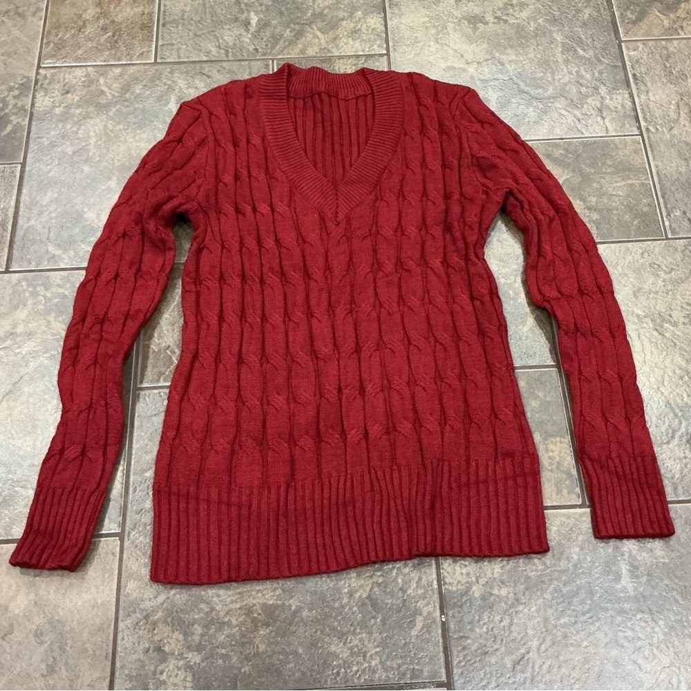 🥵 Red Cable Knit Women's Sweater